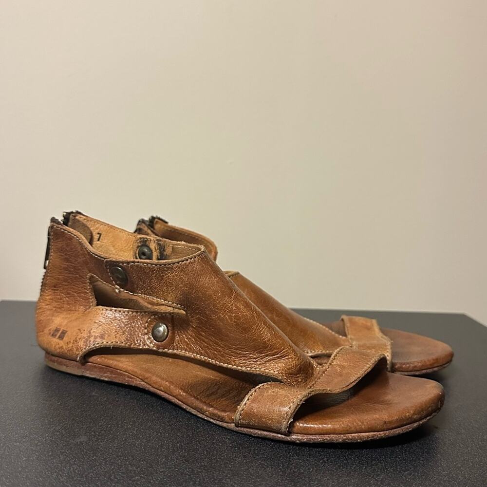 Bed Stu Soto Sandals Rustic Tan Size 7 Bohemian Boho Leather Flats Shoes